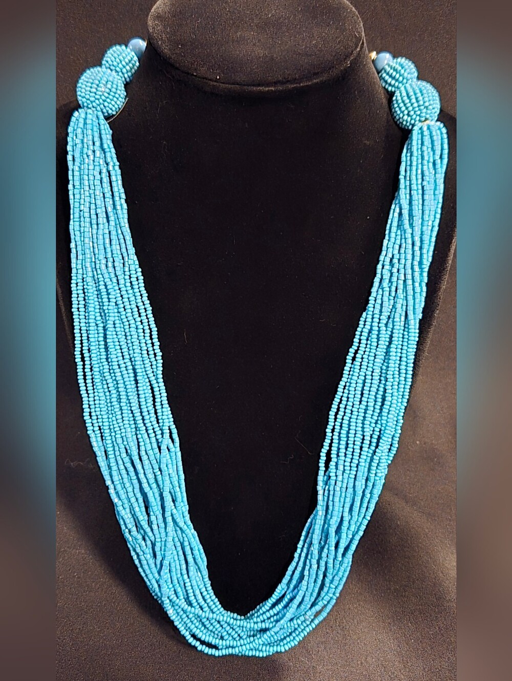 Blue Multi-Strand Seed Bead Necklace - Brand Loft